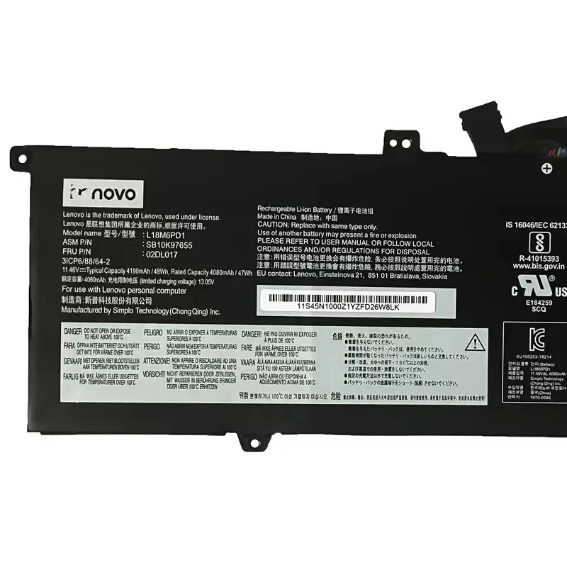 Batterie d'ordinateur portable pour Lenovo ThinkSub, 100% d'origine, X13, X390, X395, L18M6PD1, L18C6PD2, L18C6PD1, L18L6PD1, L18D6PD1, 4190mAh