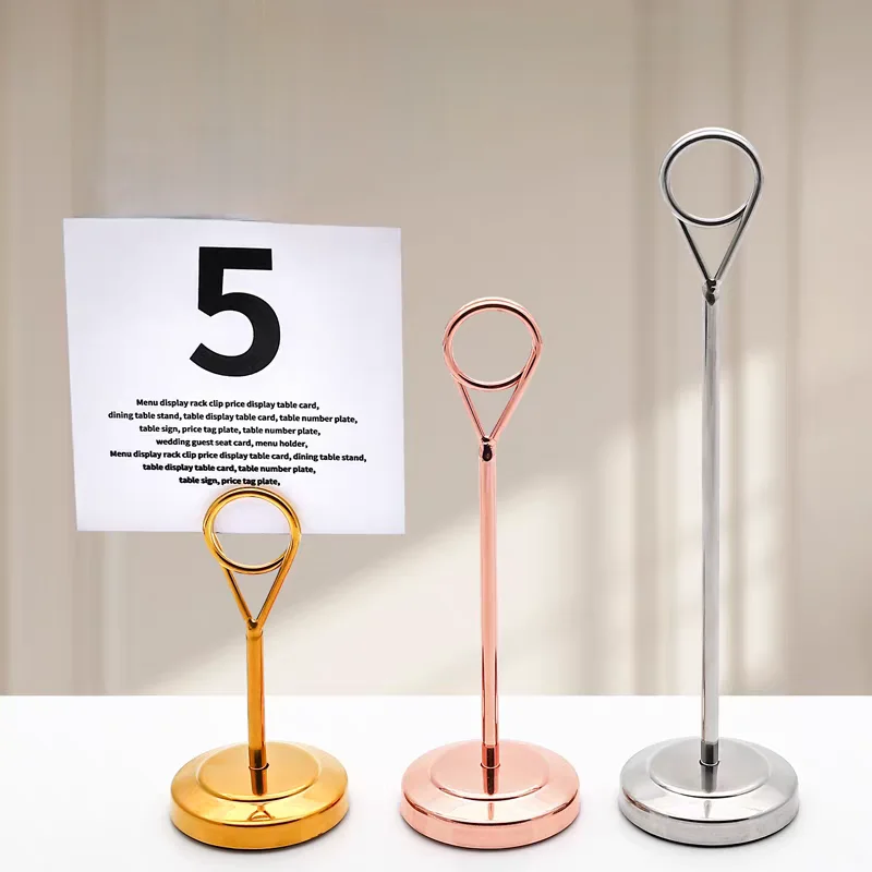 Porta menu da tavolo in acciaio inossidabile Tavolo con clip Porta ricette con numero di sedile riservato Porta carte per matrimoni per ristoranti
