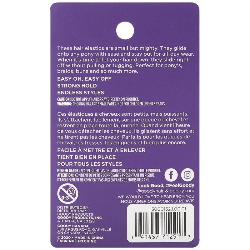 Goody Ouchless Mini Poly Bands, No Metal Hair Elastics, Ponytail Holder, Clear, 75 Ct image 2