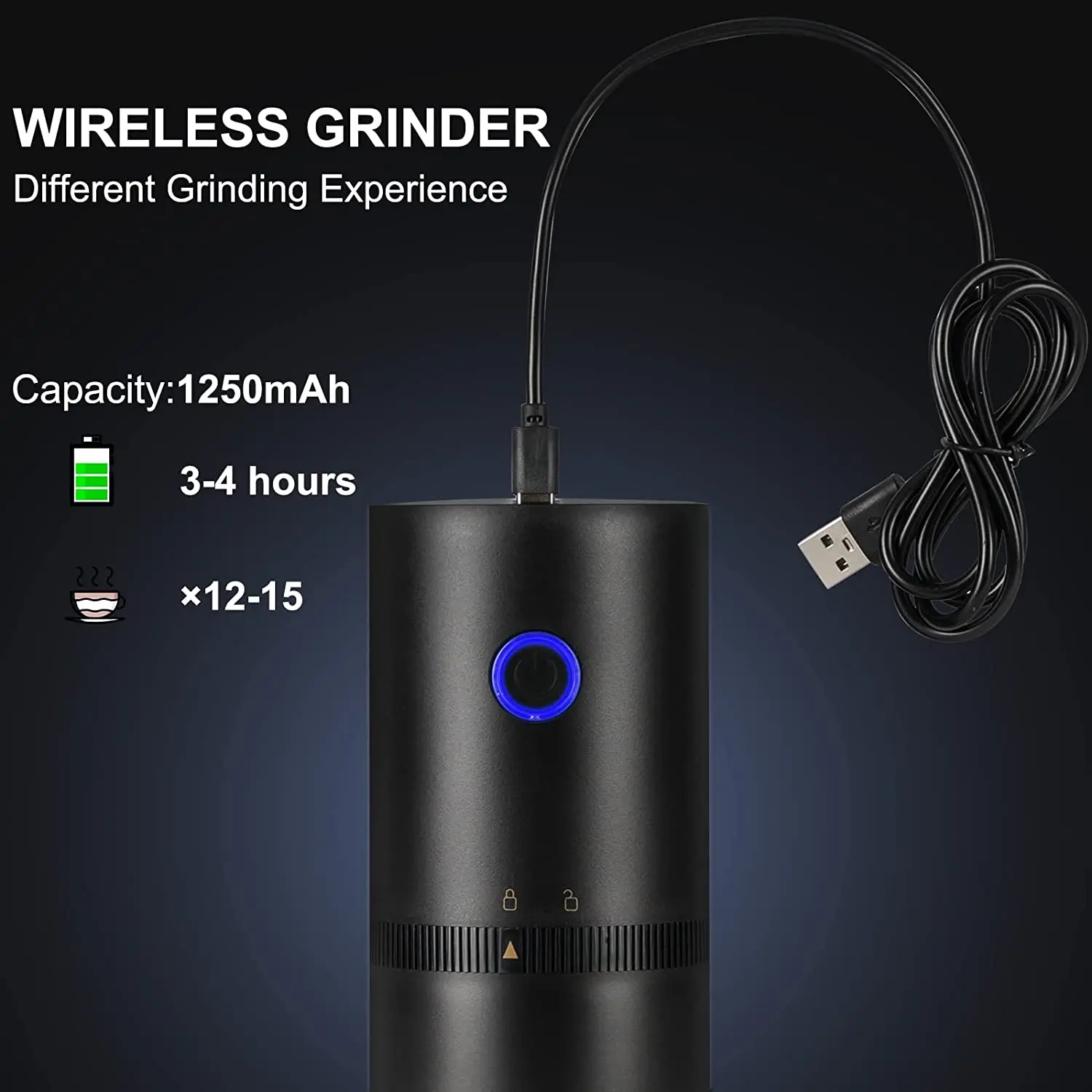 Elektryczny młynek do kawy TYPE-C USB Charge profesjonalny ceramiczny rdzeń szlifierski ziarna kawy młynek przenośny ekspres do kawy