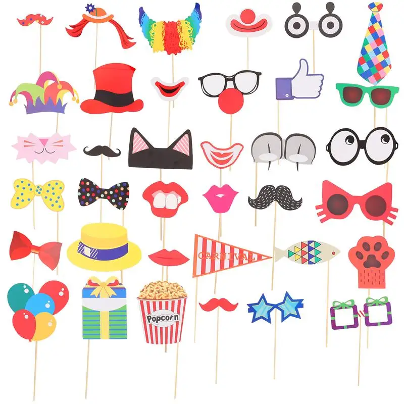 36PCS Wedding Photomaton Accessories Accessories Dress-up Acessories Christmas Carnival Carnival Decorations Propbooth Props