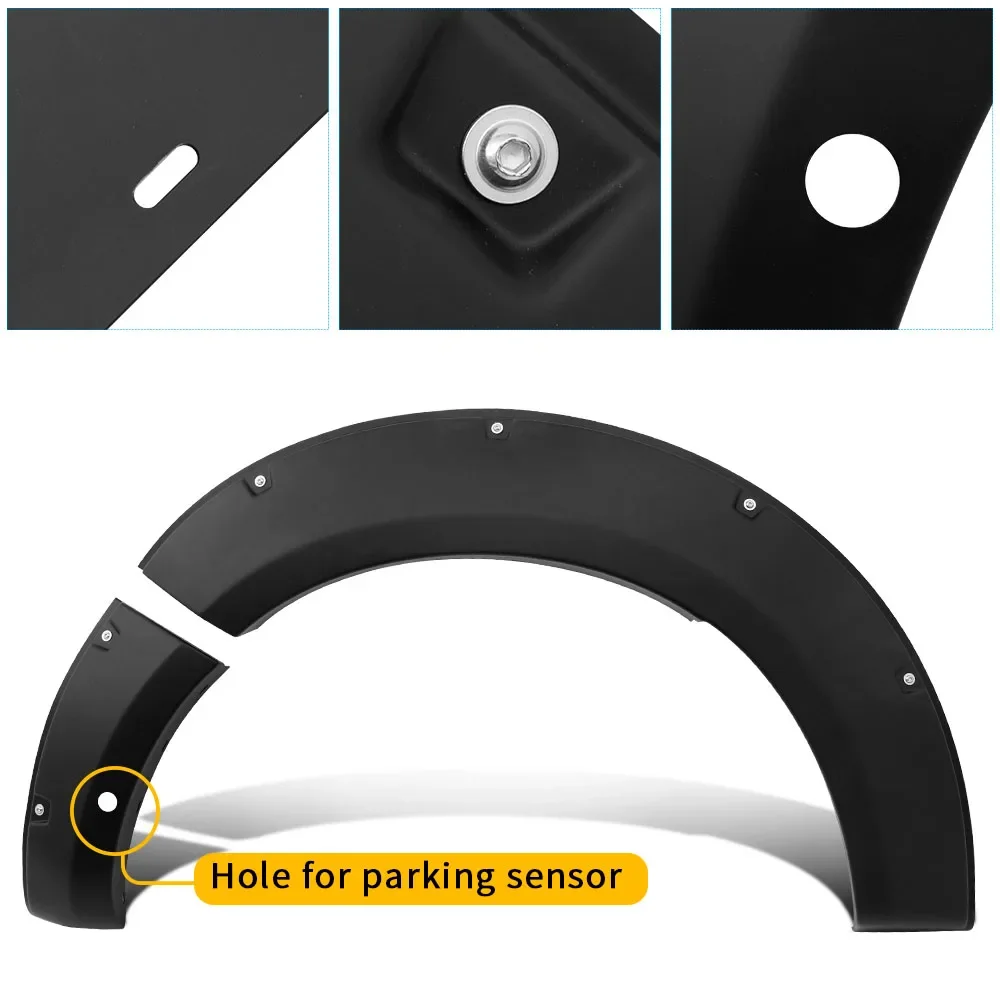 Fender Flares Pintado Preto para Ford Ranger, Kit Arco De Roda, Modelos Com Sensor De Estacionamento, Wildtrak T9, 2020, 2022, Wildtrak-X