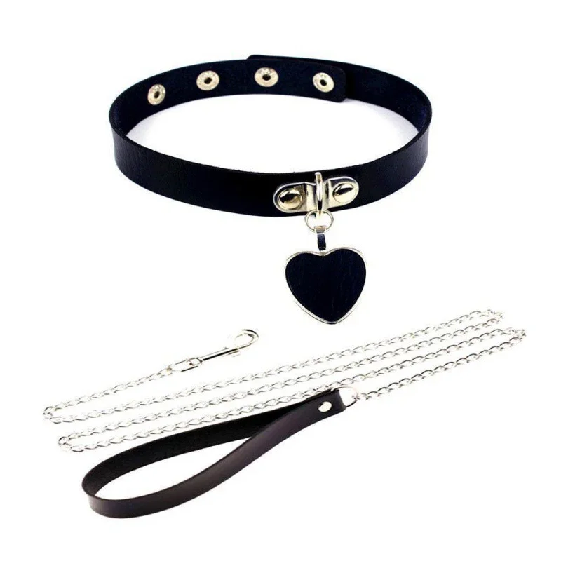 Opaska gotycka damska łańcuszek z obrożą Choker seksowny łańcuszek ze skóry PU wisiorek kołnierz Choker naszyjnik akcesoria Cosplay dla par