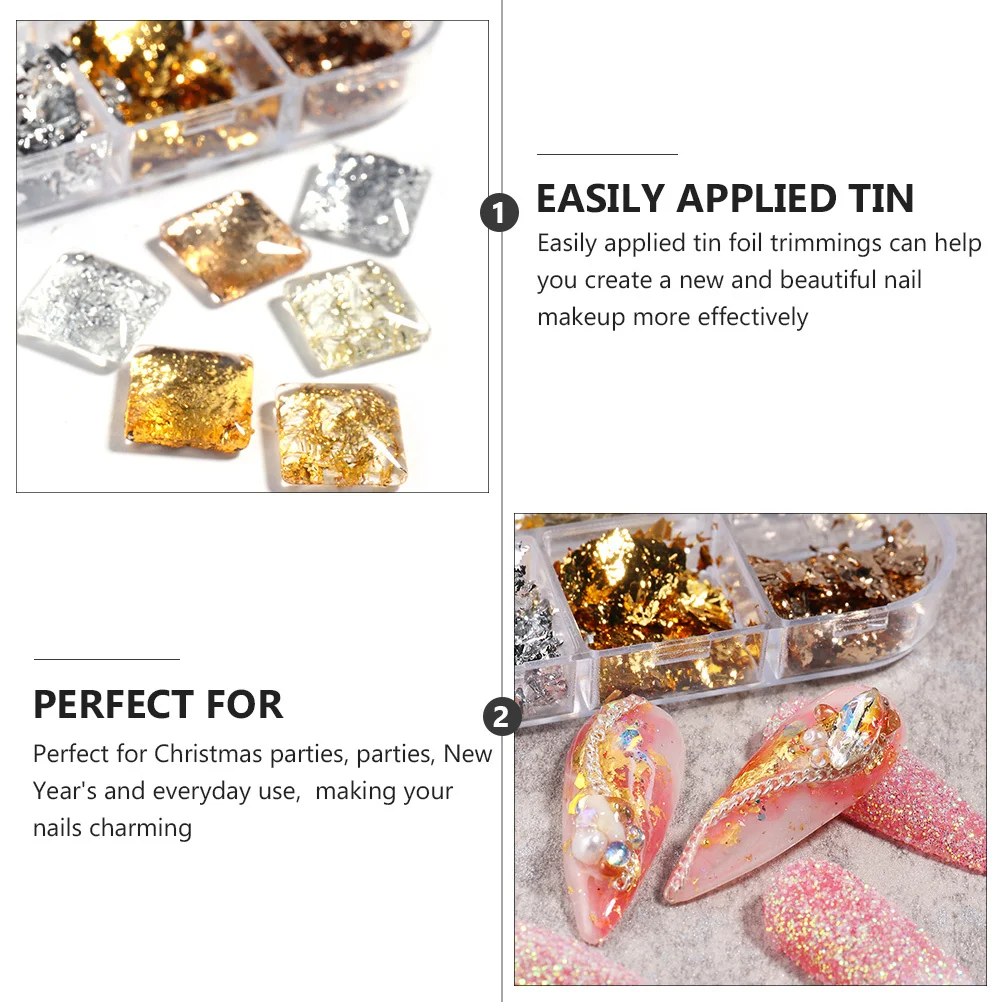 

3 Boxes Nail Art Foil Glitter Colorful Bright Nail Decor DIY Stickers Daily Manicure Supplies Gold Silver Sequins