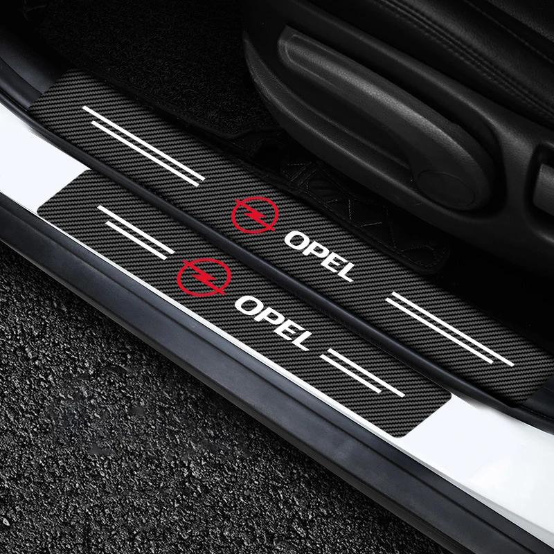Car Door Threshold Scuff Plate Carbon Fiber Decals Stickers grille For Opel Astra j Insignia Astra g Corsa Zafira b Mokka Vivaro