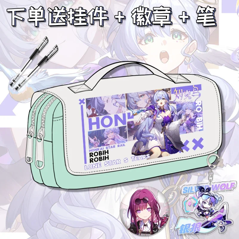 Juego Honkai: Star Rail Anime Cos HuoHuo Lingsha Yunli Feixiao Misha Etc. Estuche de lápices con estampado de gran volumen japonés Unisex, regalo