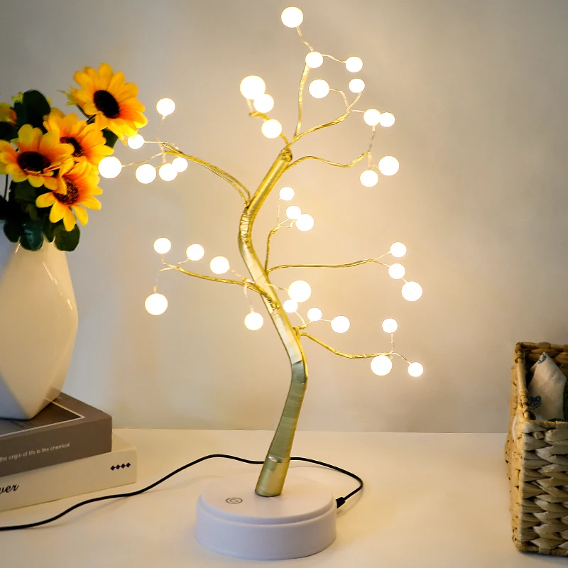 Tree LED Christmas Night Light Mini Copper Wire Garland Lamp For Kids Home Bedroom Decoration Decor Fairy Light Holiday light