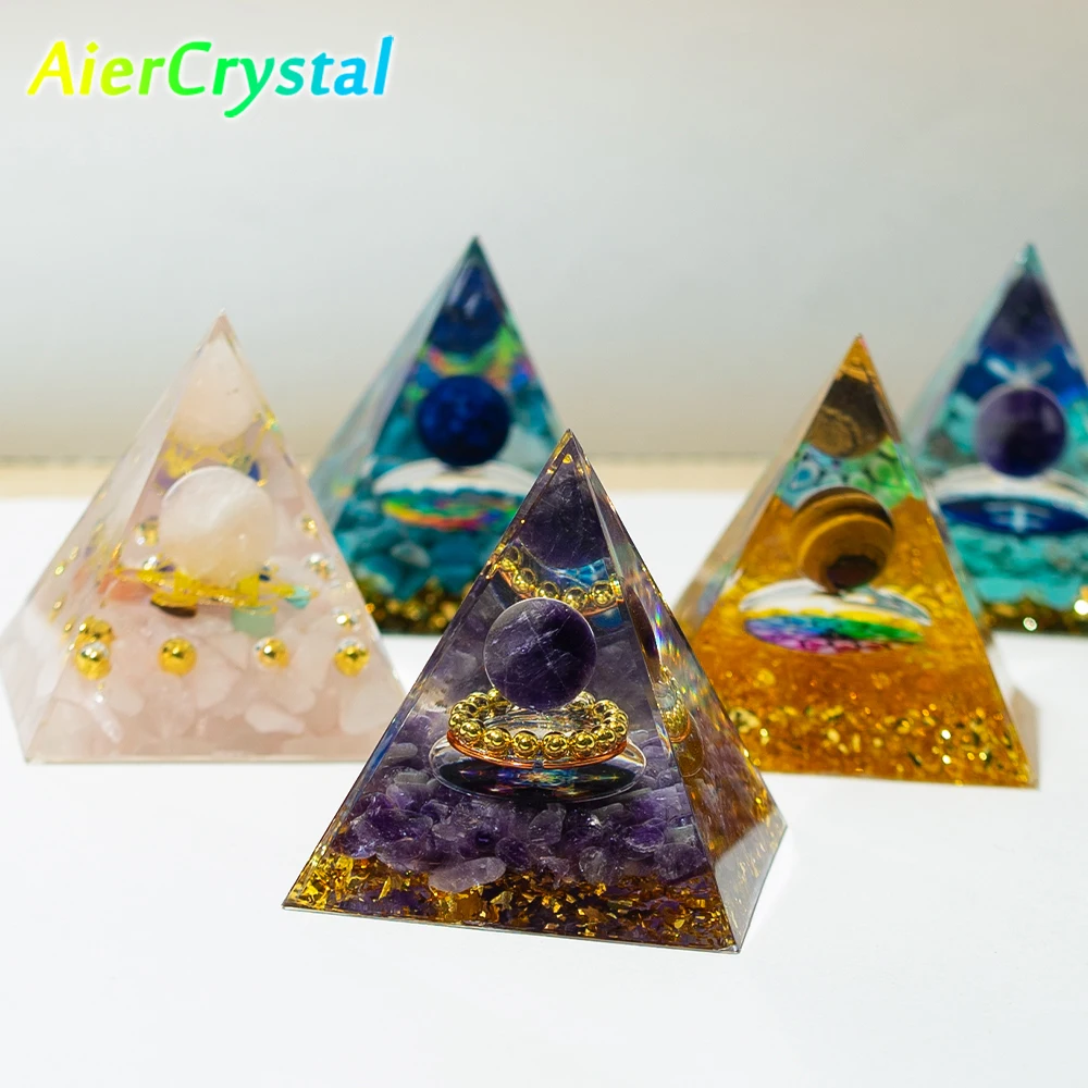 Natural ore resin pyramid Crystal Reiki Healing Feng Shui Divination table piece crystal stone tower decorative gift - Image 3
