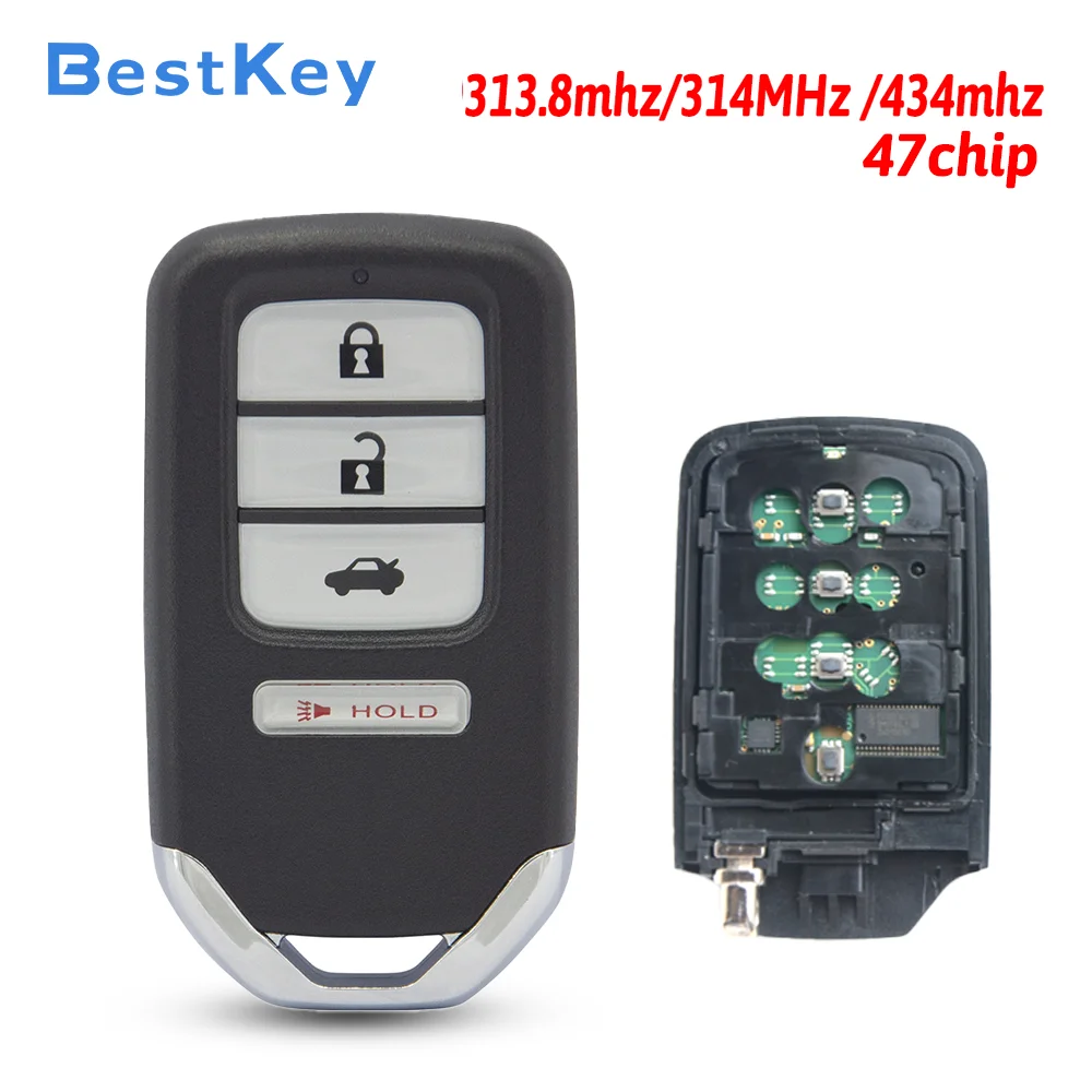 Best Key Smart Key Case3/4 Button w/ Panic FCC KR5V1X KR5V2X ACJ932HK1210A 313/434MHz ID47 Chip for Honda Accord Civic 2013-2020