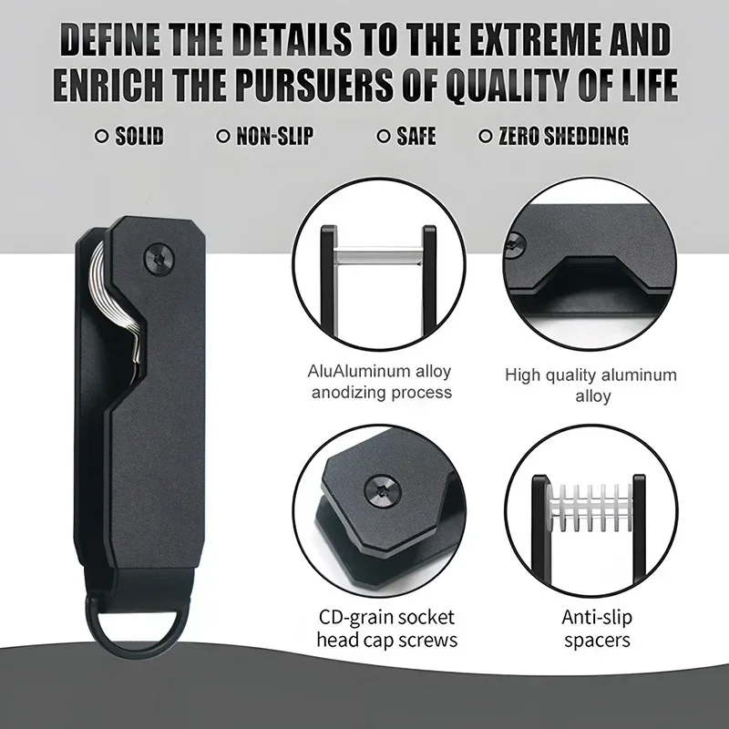 Key Organizer Compact Holder Metal Key Chain Minimalist Key Case Holder for Keychain Secures 1-5 Keys