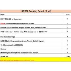 (One Actuator) Full kit for one kit SRT80 sim racing motion rig actuator: motors + black extrusion + mechanical kit + screw kit