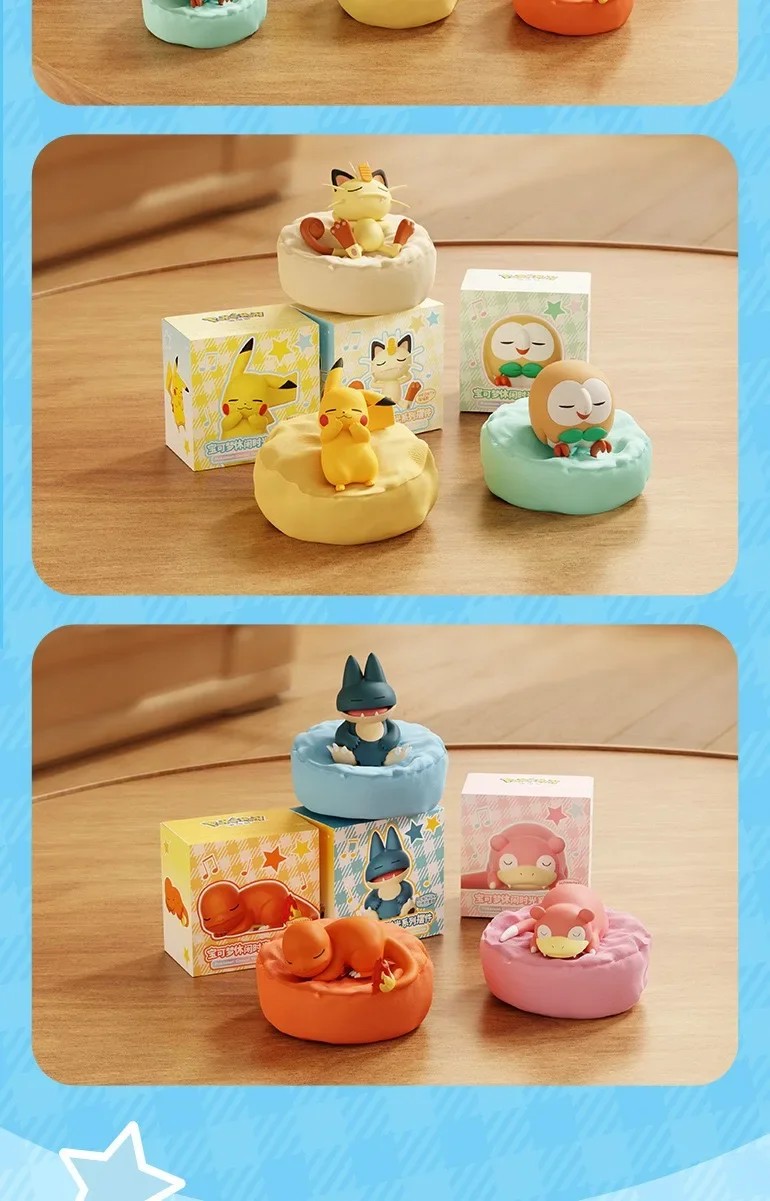 Pokemon Anime Actionfiguren Freizeit-Serie Blindbox Schlafposition Ornament Pikachu Meowth Rowlet Modellfiguren Geschenk – Detail 8