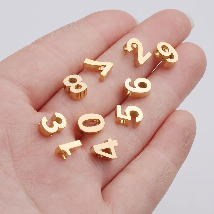 

10pcs/lot Stainless Steel Number Bead Arabic Numerals Number 0~9 Pendant for Necklace Bracelet DIY Jewelry Making