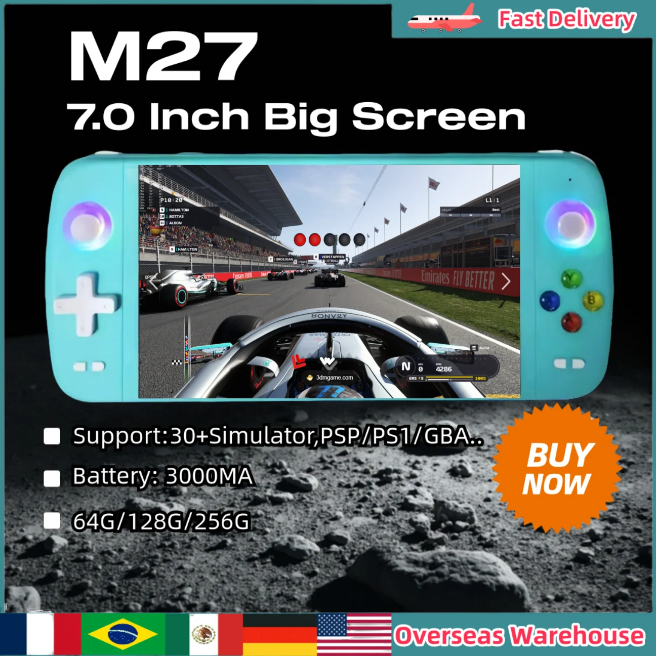 

Портативная игровая консоль M27, ретро-игровая приставка с большим экраном 7.0 дюймов, 256 ГБ, более 70000 игр для PS1, PSP, ARC, подарок для мужчин, новые консоли.