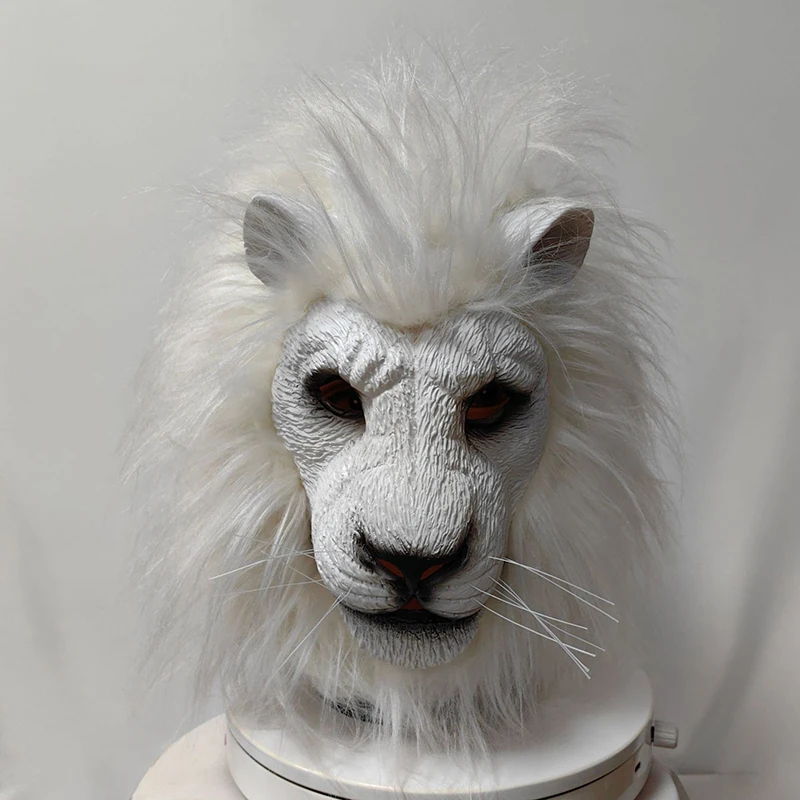 Latex Lion Mask Latex Soft Funny Party Animal Masks Lion Hair Adult Joker Halloween Маска Costume Ball Headgear Props One Size - Image 2