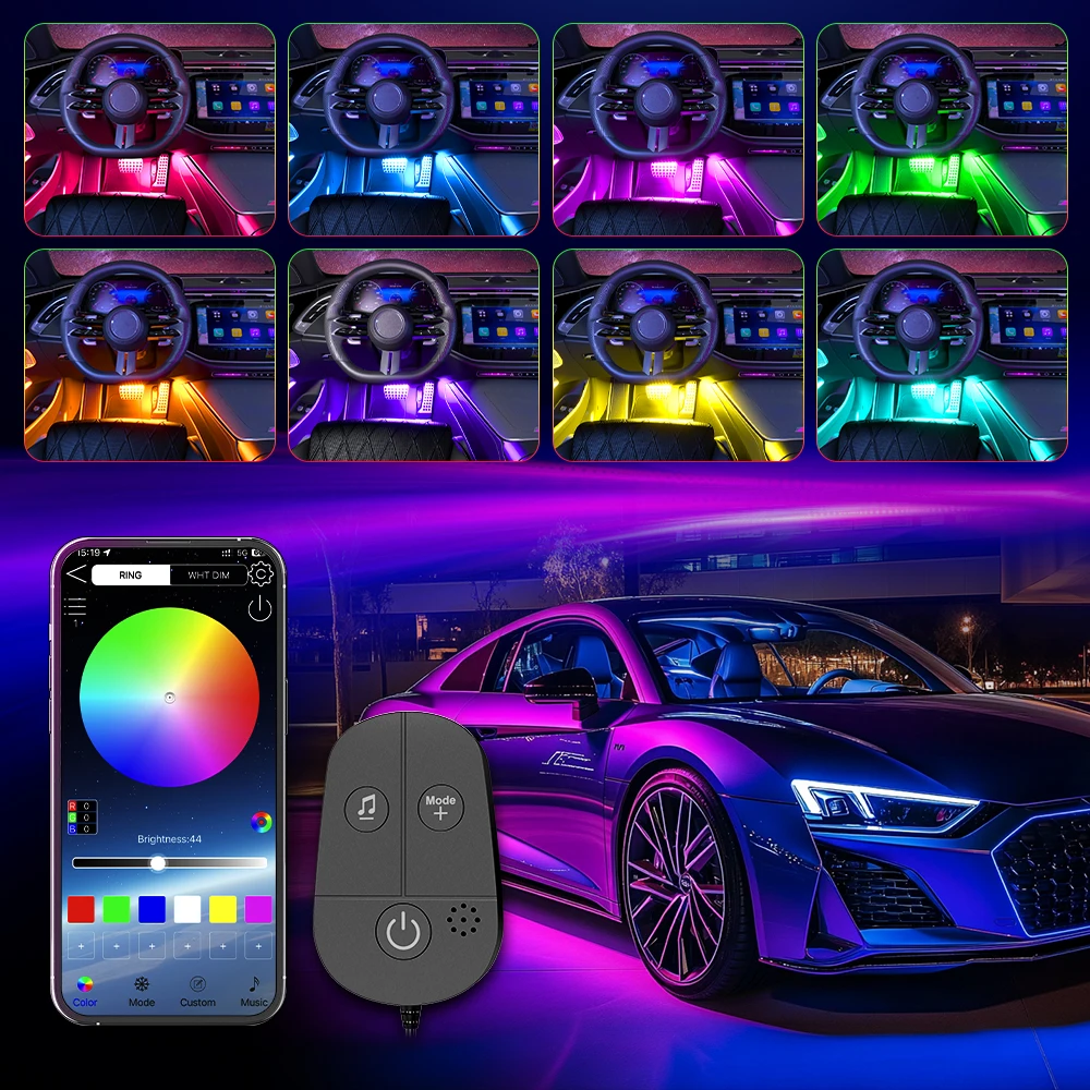 Car Interior Ambient lights＆Chassis Lights White Color Waterproof Durable LED Underglow Off-Road Trucks Jeeps SUVs Underbody