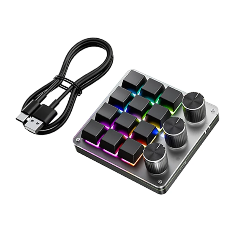 Q6PA Programmable Keypad 12Keys 3 Knob Plug-In Command Controller for Editing Design Streaming Office Desktop Tasks