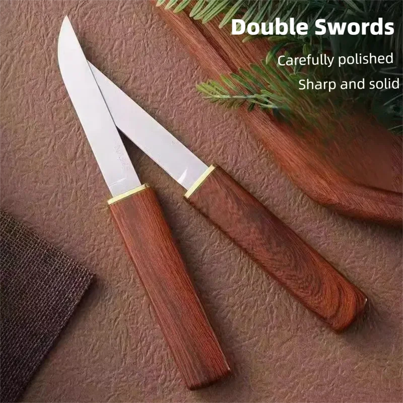 Stainless Steel High-grade Double Knife Portable Fruit Dragon And Phoenix Double  Knife Sharp And High Hardness Portable Knife