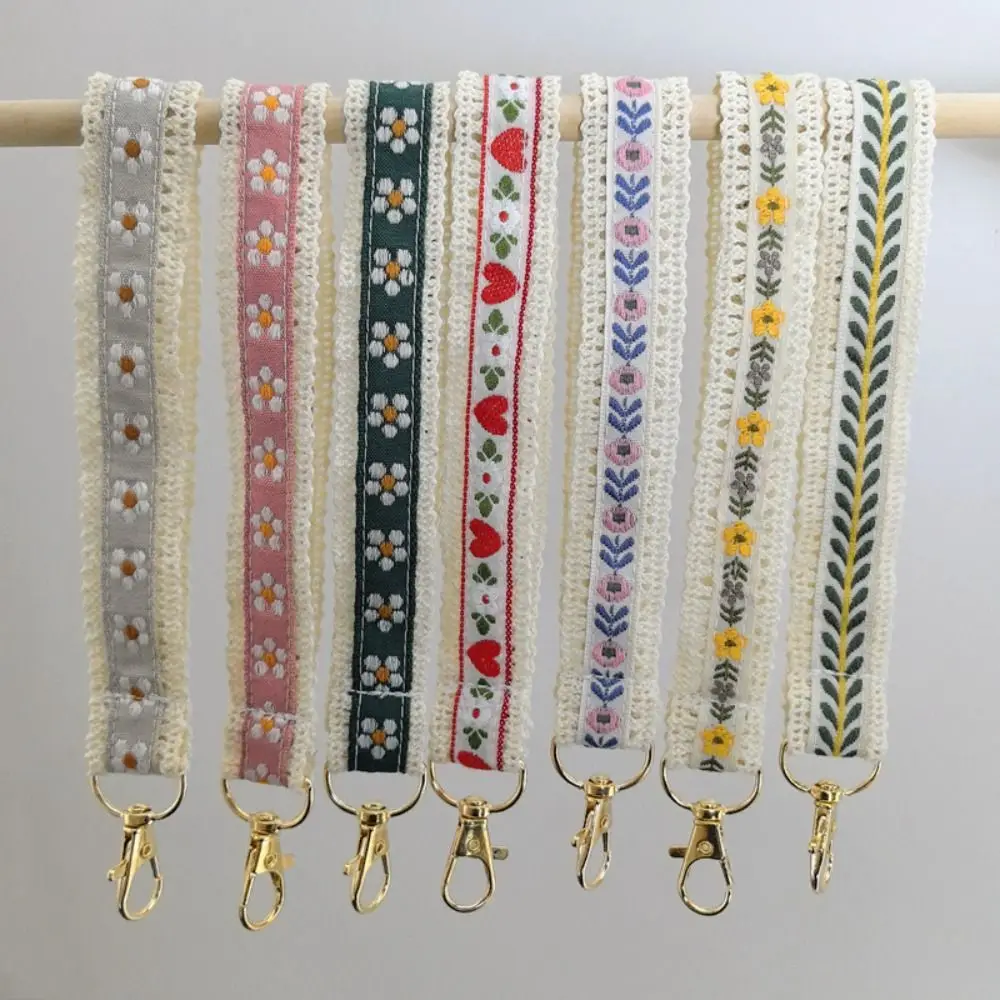 Милый анти-потерянный кружевной ремешок на запястье, красочный тканевый брелок с цветком, кулон, изысканный брелок, ремешок в этническом стиле, аксессуары для сумки