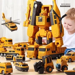 Transform Engineering Car Magnetic Assembled Toys Vehicle Detachable Assembly Robot DIY Kids Assembly Engineering Collection Toy