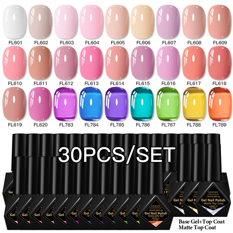30 قطعة جيل للأظافر مجموعة طلاء الأظافر قاعدة معطف فوقي بولي HEMA الحرة UV LED نقع قبالة مستلزمات الأظافر DIY بها بنفسك مانيكير طويلة الأمد عالية لامعة #2