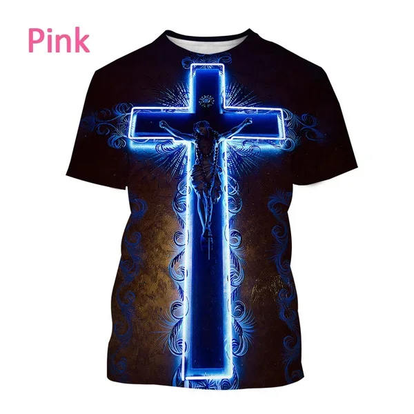 New Christian Faith Blessing Casual T Shirt Men\'s Cool Jesus Harajuku Print Streetwear Top Cross Short-sleeved T Shirt