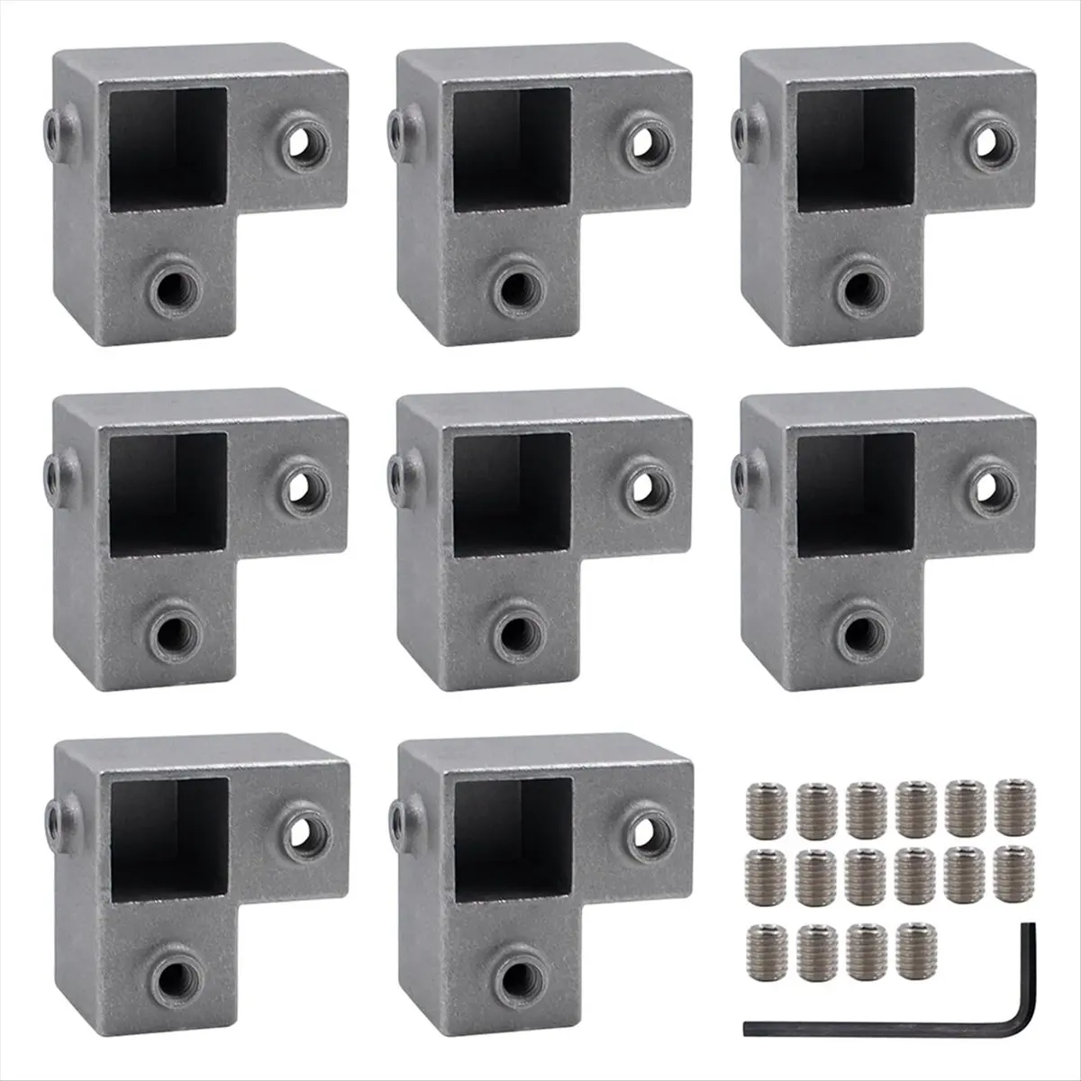 T28C! 8 PCS 1In/25 mm Square Tube Connector, 3-Way Pipe Fitting Connector Aluminum Alloy Tee Chain End Rails Clamps B