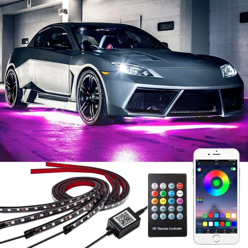 

Car Flexible Underglow Strip Light LED Underbody Remote APP Control RGB Neon Lights Atmosphere Lamp for Auto Decoration