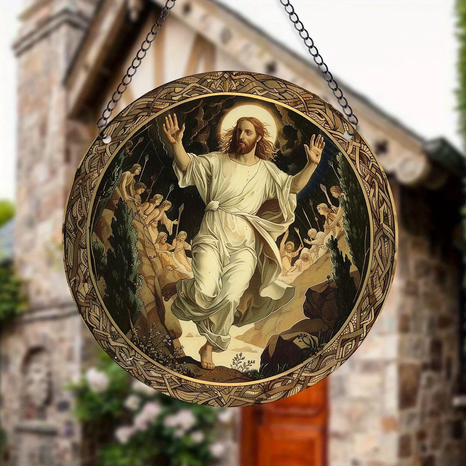 1pc Jesus Stained Window Hanging Christianity Suncatcher Designed For Last Supper Enthusiasts Wall Art Decor Wreath Sign Decor