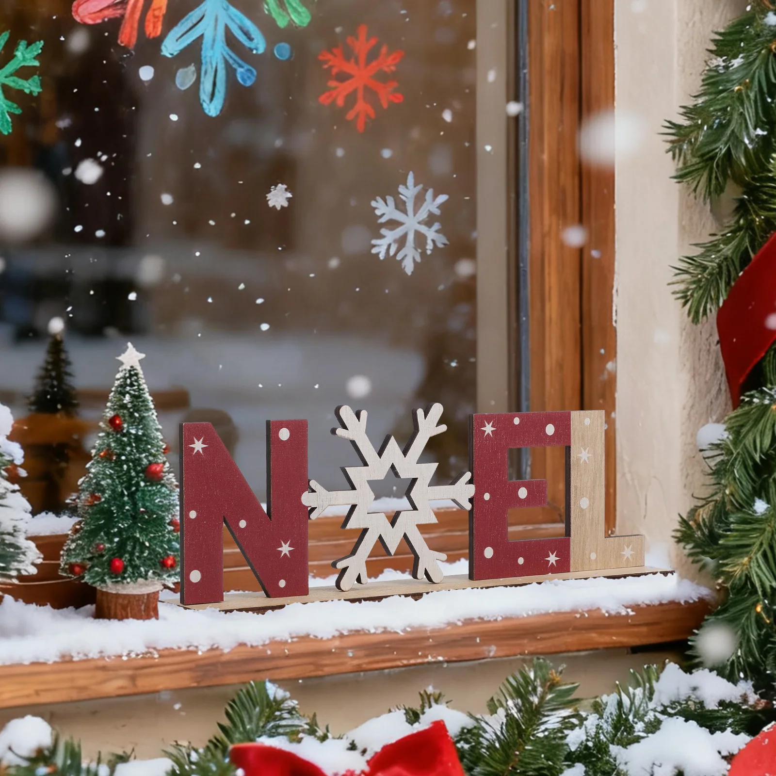 

2Pcs Wooden Letter Decor Christmas Noel Wood Sign Fashionable Rustic Appeal Great for Shelves Tables Bedroom Living Room Xmas