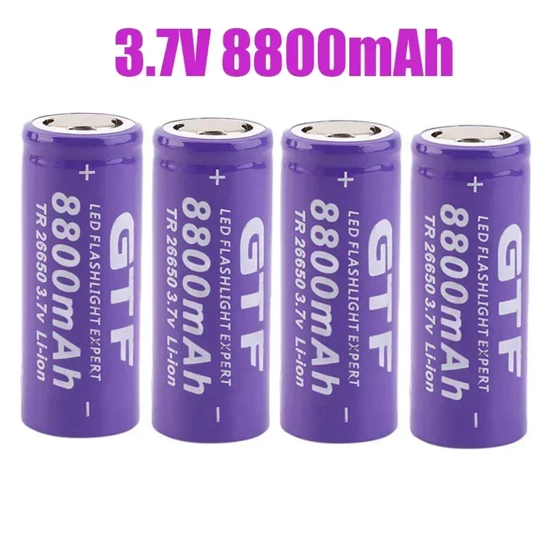 Batería recargable De iones De litio 100%, 26650 MAh, 8800 V, 50a, para lámpara De Poche LED 3,7, con carga USB, alta calidad, 2