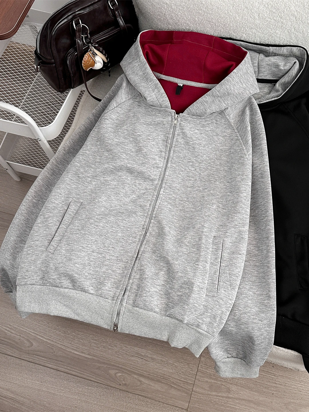 Fall Commute Casual Hooded Open Cardigan Sweatshirt Men's American Simple Retro Youth Loose Zipper Jacket Top