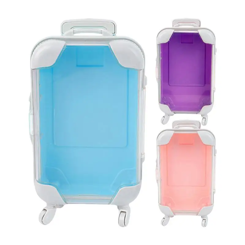 Small travel Suitcase With Wheels Doll Accessories Simulation Pretend Play Toys Portable Storage Containers For Jewelry Candy
