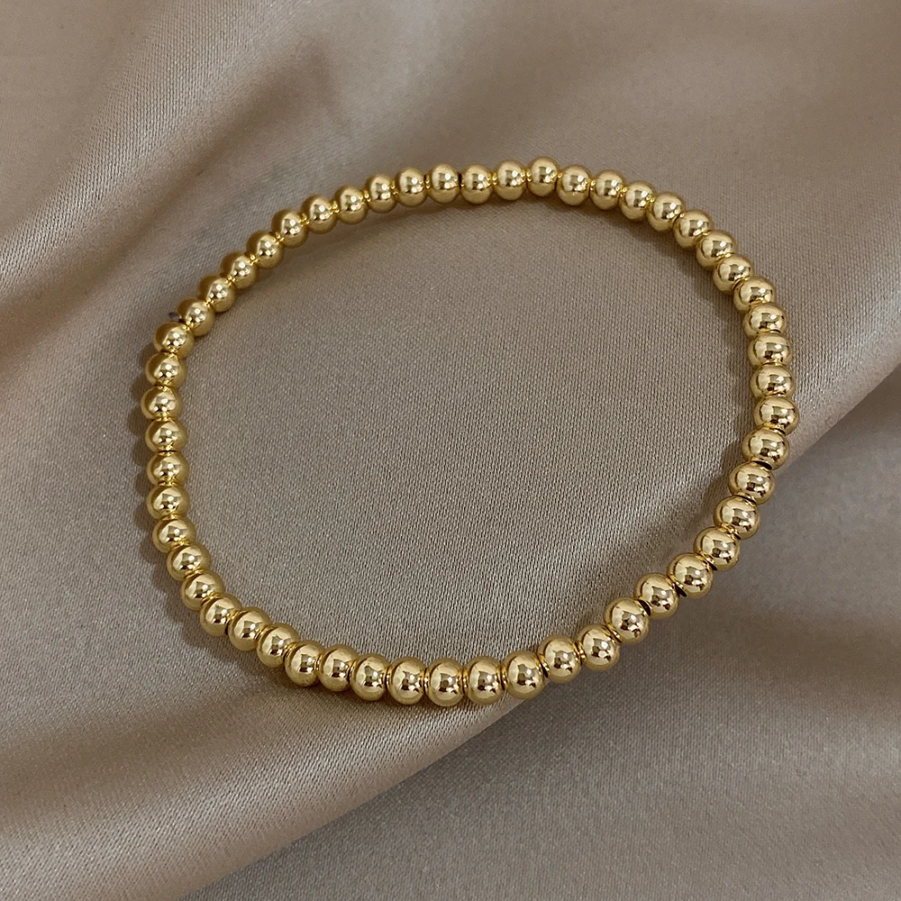 Greatera 3/4 mm elastische Armbänder aus Edelstahlperlen für Damen, vergoldetes dreifarbiges Perlenkettenarmband, wasserdichter Schmuck – Detail 8