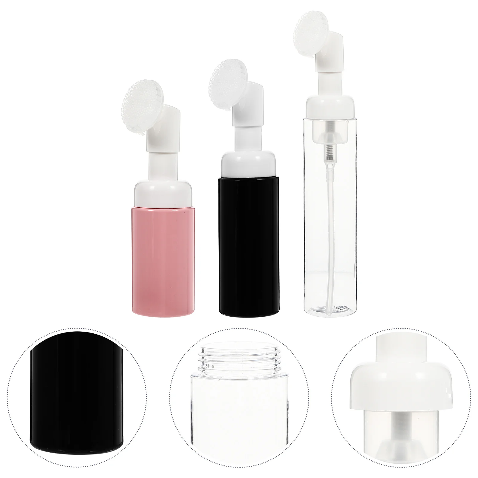 

3Pcs Foaming Bottle Brush Dispenser Portable Transparent Plastic Sub Containers Travel Lotion Shower Gel Storage