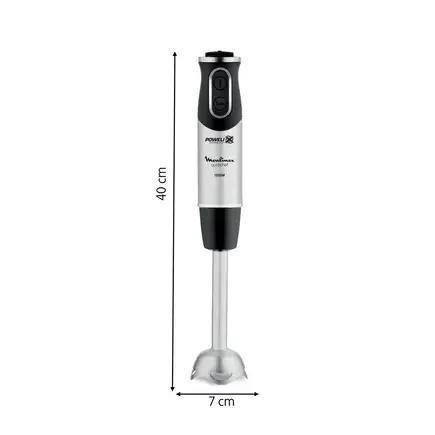 Moulinex QuickChef Hand Mixer Blender 1000 W with 10 Speed Settings, 3 Versatile Accessories including Chopper, Whisk, and Measuring Cup, Easy to Clean, Anti-Splash Dome for Efficient Food Preparation.