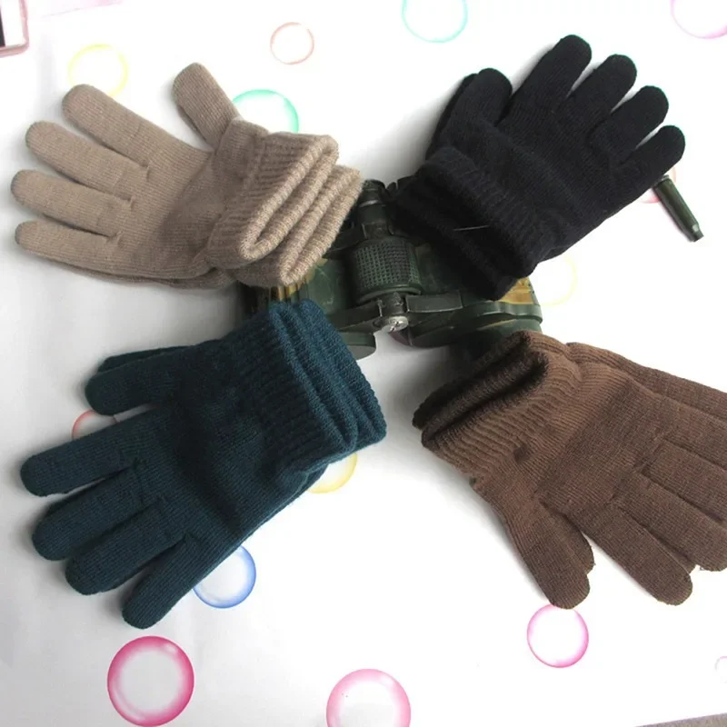 Gants tricotés solides pour femmes, chauffe-mains, doublure épaisse, ski, poignet court, mitaines à doigts complets, automne hiver