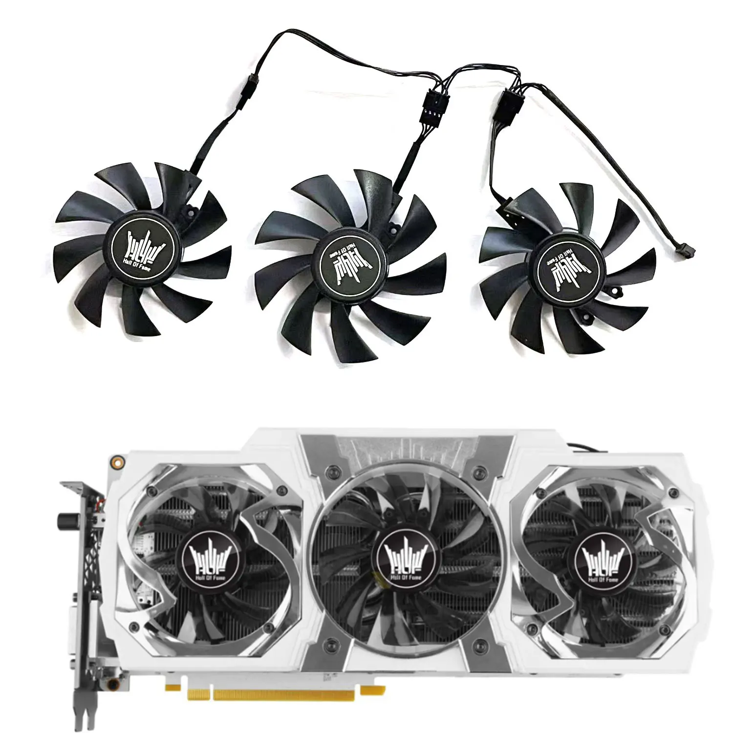 Novo 75mm 85mm 4pin fy08015l12lpa ga91s2u gpu ventilador para galaxy geforce gtx 970 gtx 980 ti hof placa gráfica de refrigeração