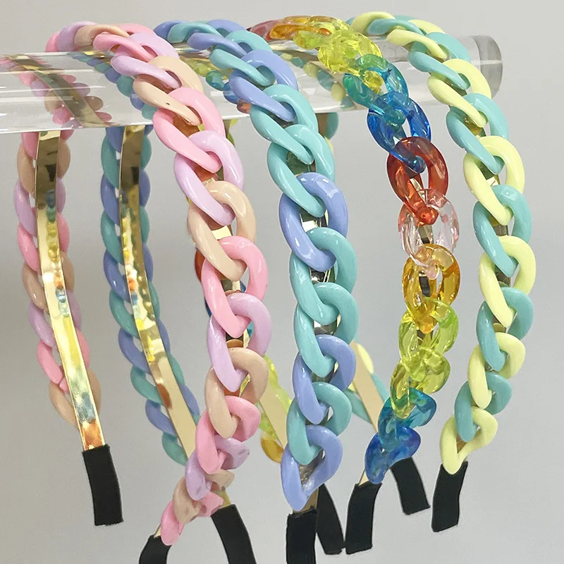 

Neon Colorful Tie dye Chain Acetic Acid Hairbands Headbands Ornament Accessories Hair Accessories Wholesale