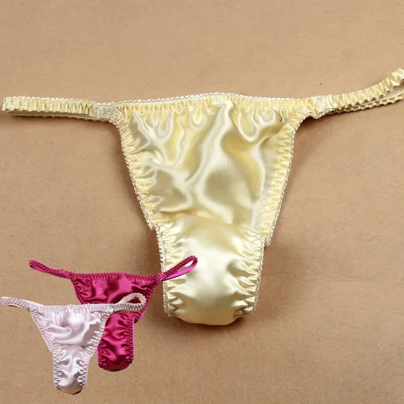 2pcs/lot Free shipping  Women\'s sexy silk panties G-string 100% mulberry silk thong t panties