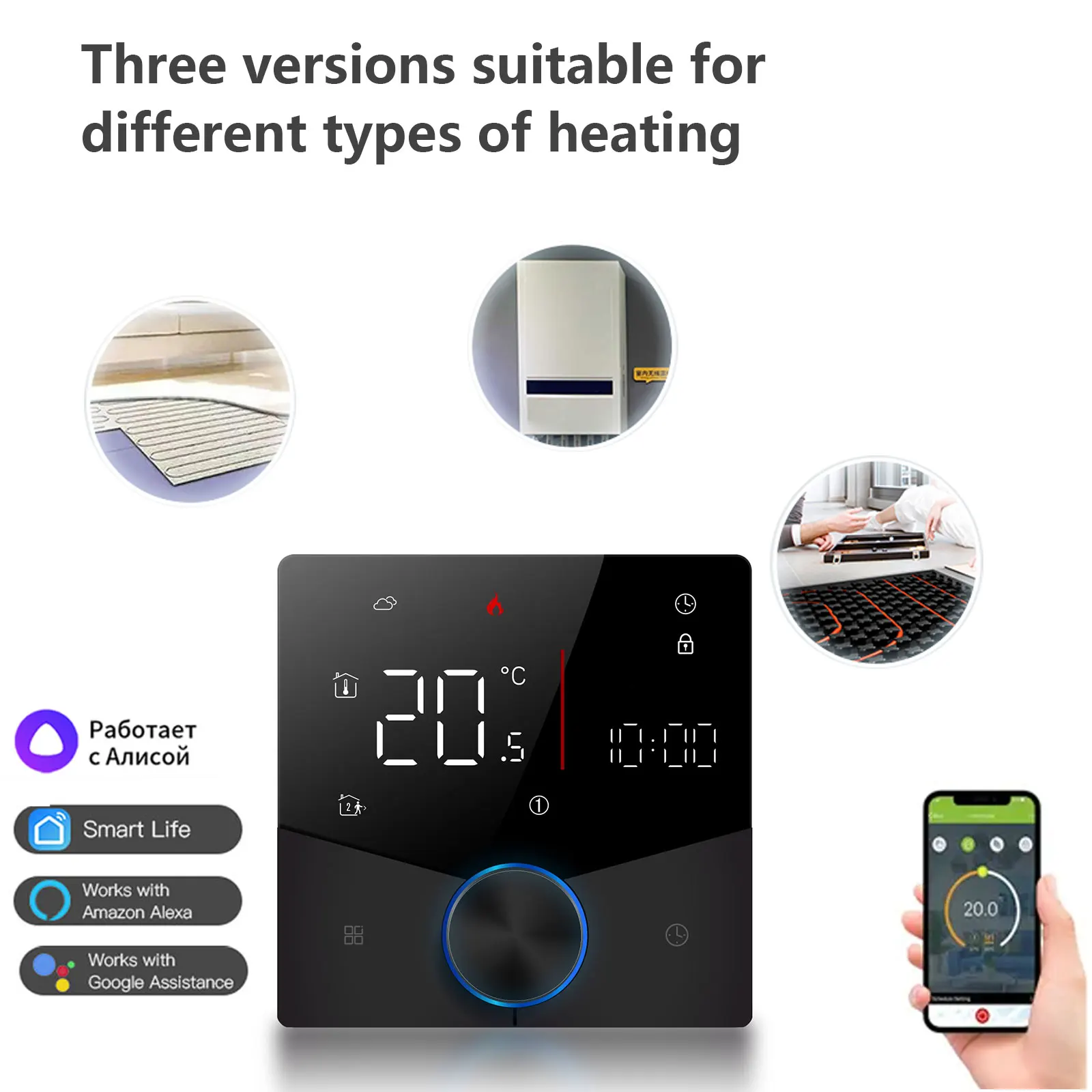 

Smart Knob Temperature Remote Controller Tuya WiFi Thermostat 3A 16A LCD Display Touch Screen for Water/Electric Floor/Boiler