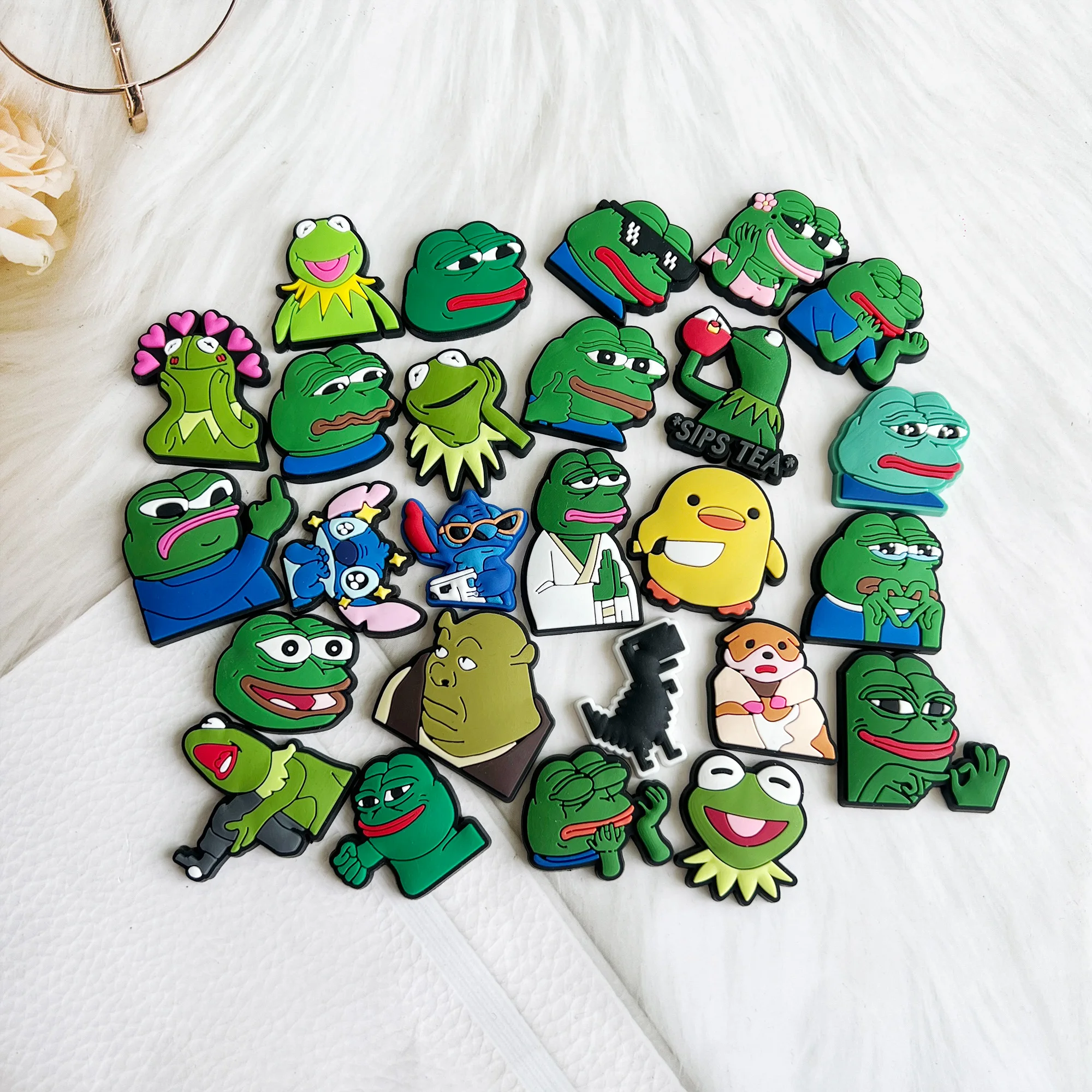 9-26pcs/set Sad Frog series for Cartoon Shoe Charms DIY Accessories for Classic Clog Shoe Decoration Kids Gifts