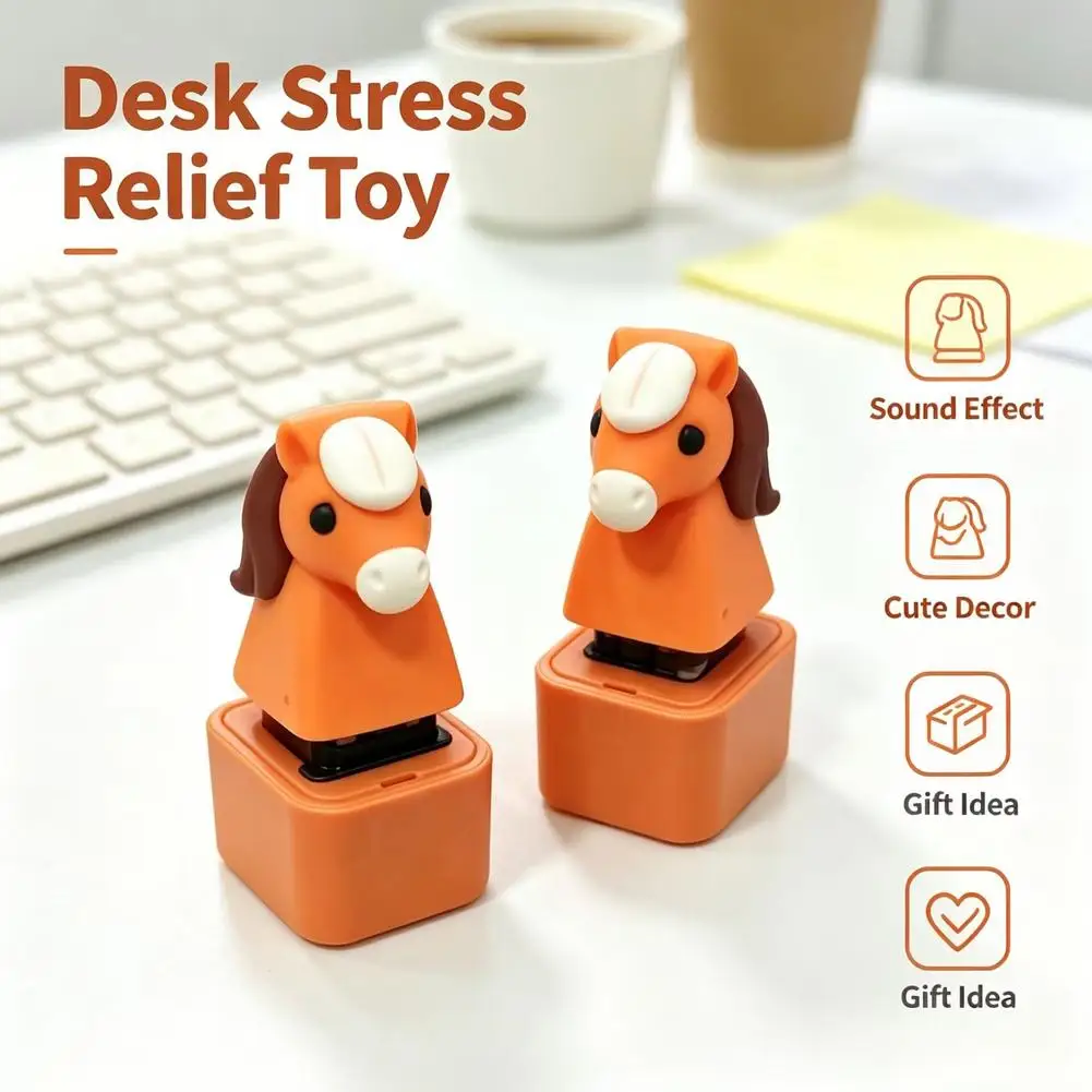 Rechargeable Funny Horse Sound Keychain Cute Animal Voice Button Keyring Fingertip Fidget Toy Stress Relief Pendant