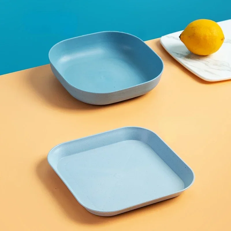 4pcs Eco-Friendly Unbreakable Dinner Plates Biodegradable Restaurant Specialty Saucer Plastic Plate Picnic Dishes
