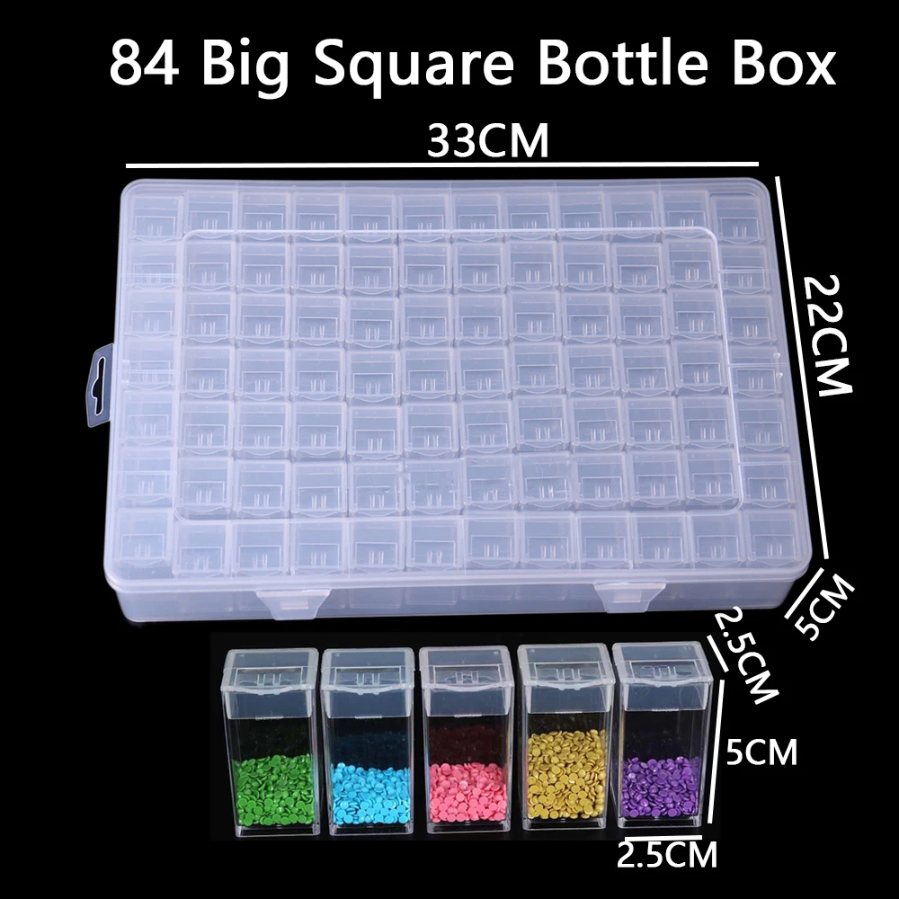 2024 Upgraded Diamond Painting Storage Box, 60/84/40/64/32 Grids Beads Organizer Drill Storage Container Case with Label