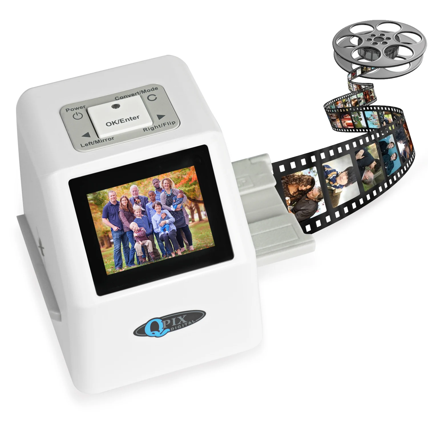 QPIX Digital Film Slide Scanner Converts 35mm Film Scanner for Negatives with 2.4inch LCD 22mp Super 8 to Digital Converter