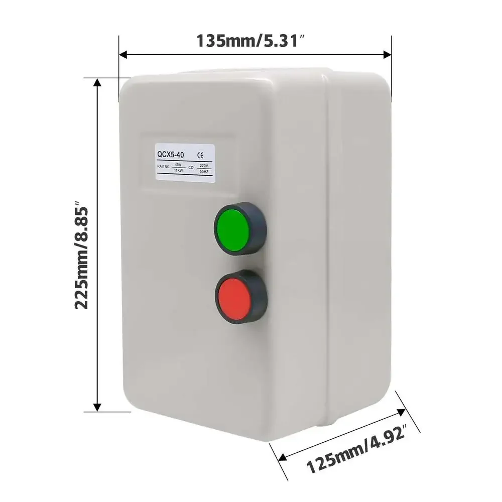 Electric Motor Starter Switch 220/240V 11KW 25-45AMP 15 HP Single Phase Control Circuit High Quality Durable Button Operation