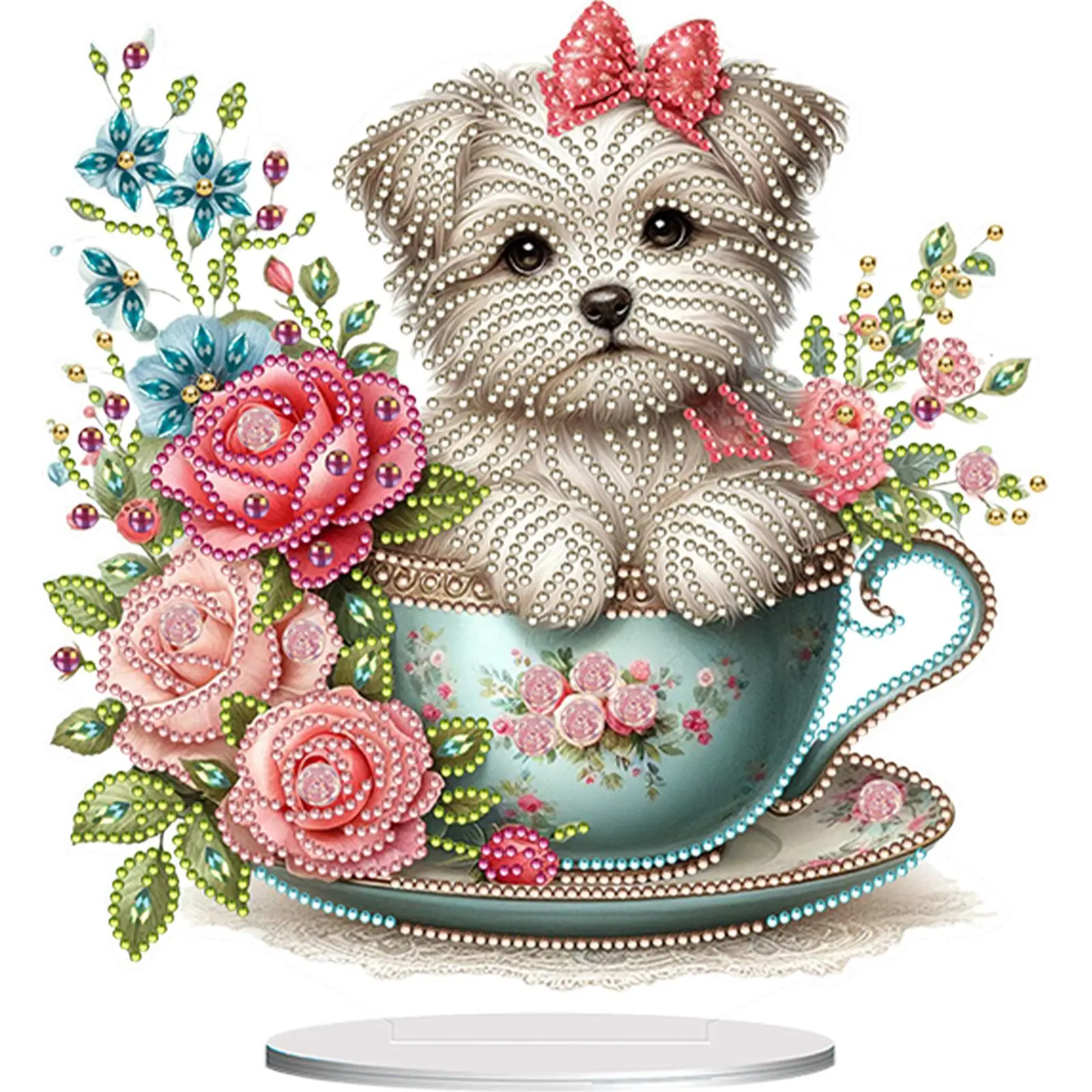 

Набор для алмазной вышивки 2D: «Чайная чашка с щенком», декор для рабочего стола, украшение для спальни и стола