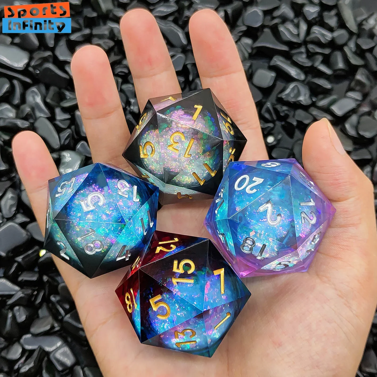 20 Side Resin Sand Dice 35mm Liquid Core DND TRPG  Cthulhu COC Table Board Game Dice D20 Number Dice