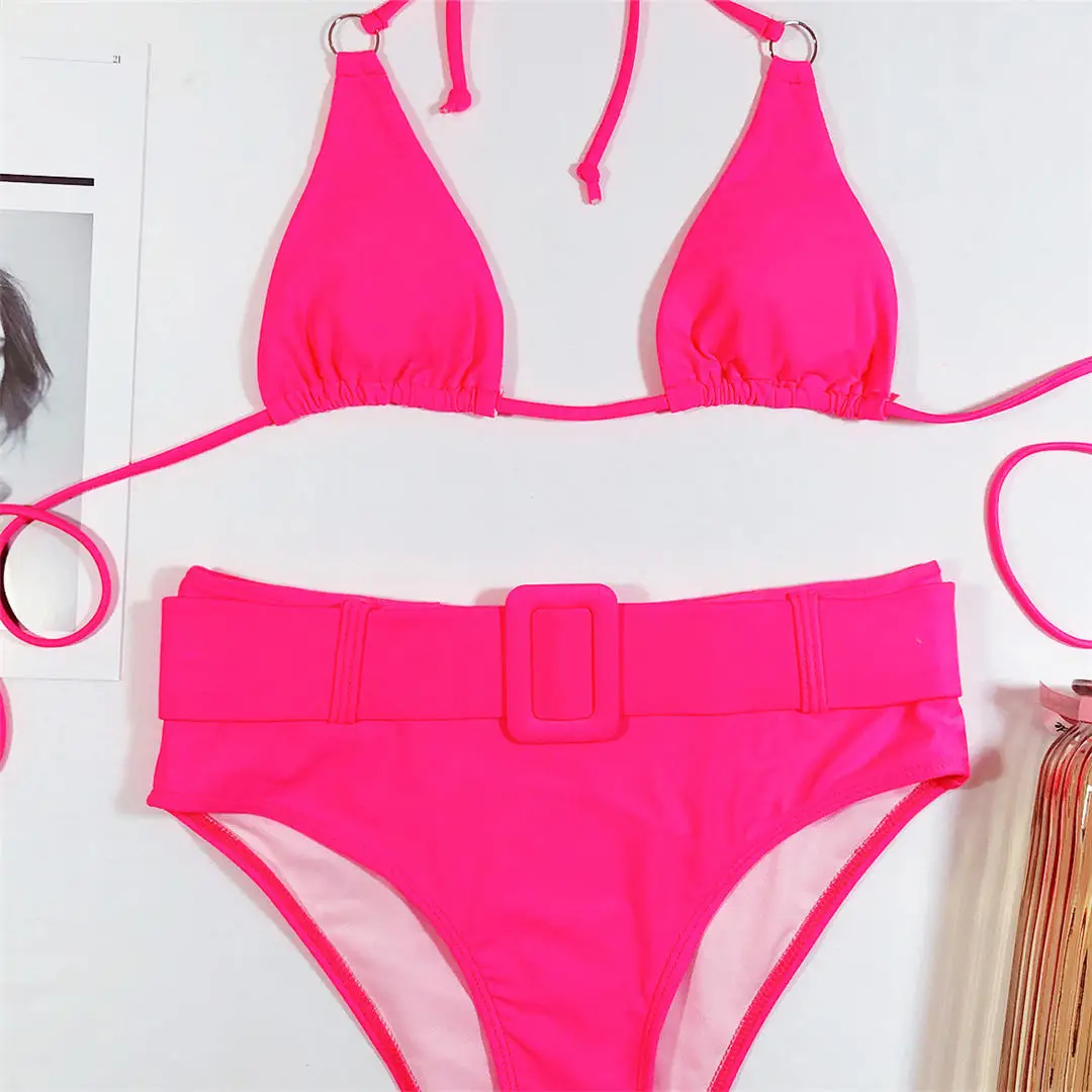 Umwickelnder Leoparden-Badeanzug für Damen, High-Waist-Bikini, zweiteiliger Bikini-Set, Neckholder-Badeanzug, Badebekleidung, Badeanzug V1926 – Detail 15